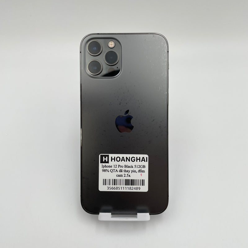 iPhone 12 Pro 512GB Graphite 98% pin 100% Quốc tế Apple (Đã thay pin - Đốm Camera 2.5x)