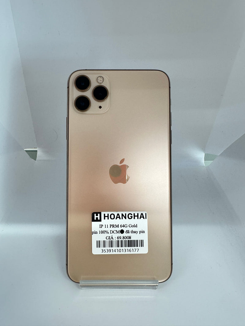 iPhone 11 Pro Max 64GB Gold 98% pin 100% Máy đã trả hết tiền mạng dùng như Quốc tế Apple (Đã thay pin)