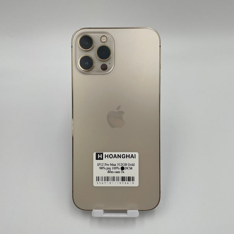 iPhone 12 Pro Max 512GB Gold 98% pin 100% Máy đã trả hết tiền mạng dùng như Quốc tế Apple (Đốm Camera 3x)