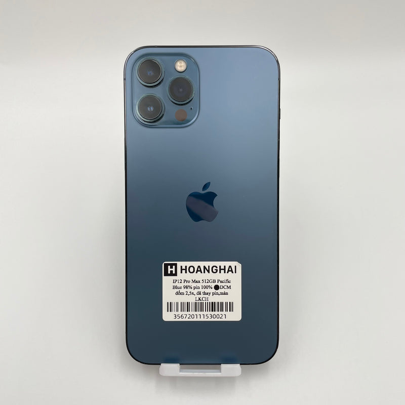 iPhone 12 Pro Max 512GB Pacific Blue 98% pin 100% Máy đã trả hết tiền mạng dùng như Quốc tế Apple (Đốm camera 2.5x - Đã thay pin, màn chính hãng Apple)
