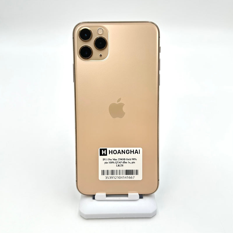 iPhone 11 Pro Max 256GB Gold 98% pin 100% Quốc tế Apple (Thay pin chính hãng Apple - Đốm camera 1x)