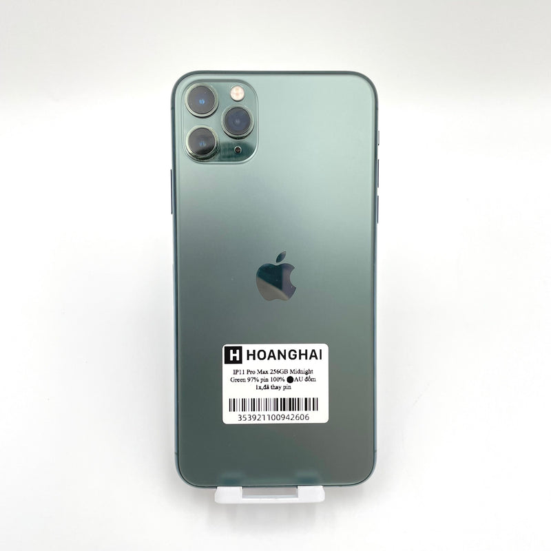 iPhone 11 Pro Max 256GB Midnight Green 98% pin 100% Máy đã trả hết tiền mạng dùng như Quốc tế Apple (Đốm camera 1x - Đã thay pin)
