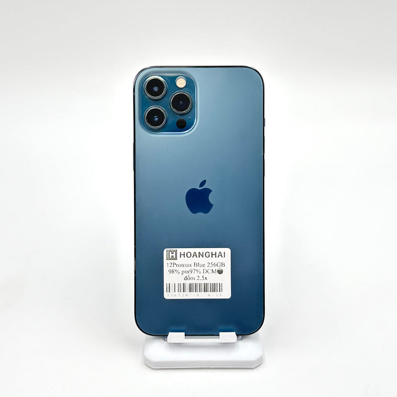 iPhone 12 Pro Max 256GB Pacific Blue 98% pin 97% Máy đã trả hết tiền mạng dùng như Quốc tế Apple (Đốm camera 2.5x)