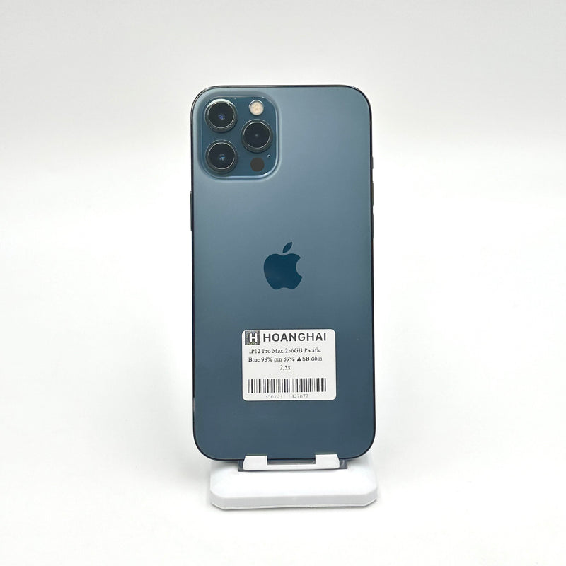 iPhone 12 Pro Max 256GB Pacific Blue 98% pin 89% Quốc tế từ SB (Không dùng sim SB - Đốm camera 2.5x  - Máy xước ám nhẹ)