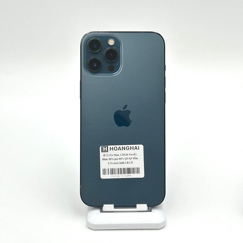 iPhone 12 Pro Max 128GB Pacific Blue 98% pin 88% Quốc tế Apple (Thay màn hình chính hãng Apple - Đốm camera 2.5x, Xước màn nhẹ)