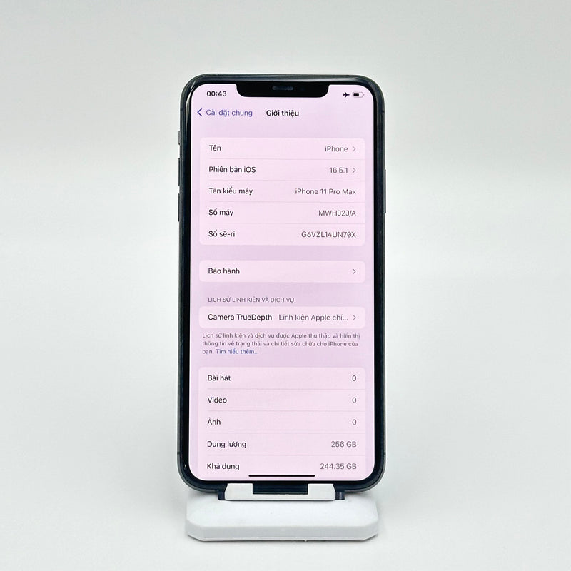 iPhone 11 Pro Max 256GB Space Gray 97% pin 85% Quốc tế Apple (Thay Face ID chính hãng Apple - màn xước nhẹ)