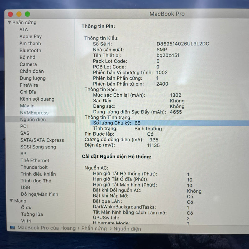 Macbook Pro 2019 13.3in Silver Intel Core i5/ RAM 8GB/ SSD 128GB 98% sạc 64 lần BPTN (Hàng CPO)