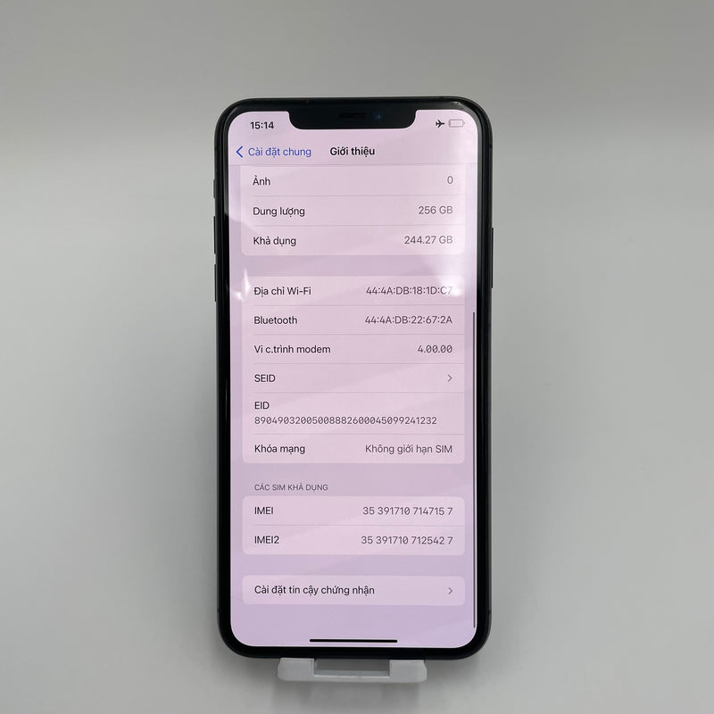 iPhone 11 Pro Max 256GB Xám 98% pin 100% Máy đã trả hết tiền mạng dùng như Quốc tế Apple (đã thay pin - Đốm camera 1x) HH7157