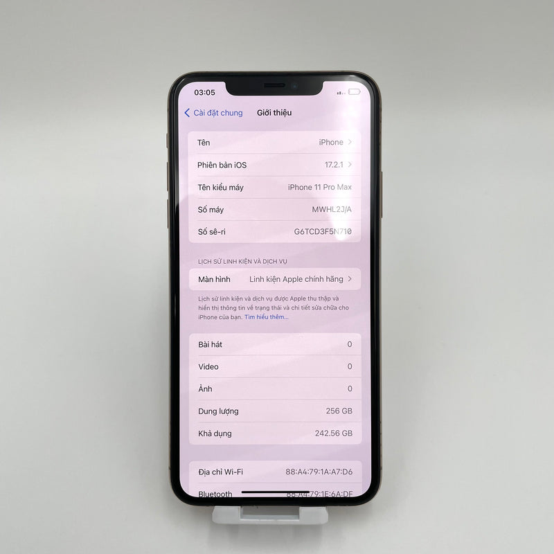 iPhone 11 Pro Max 256GB Vàng 98% pin 100% Máy đã trả hết tiền mạng dùng như Quốc tế Apple (Thay màn chính hãng Apple - đốm camera 1x)