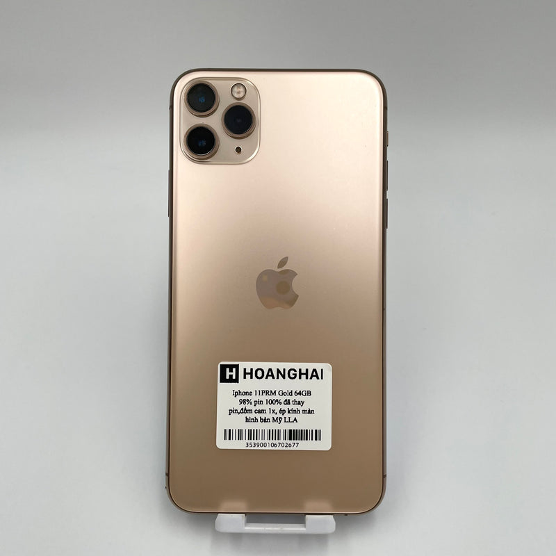 iPhone 11 Pro Max 64GB Vàng 98% pin 100% Quốc tế Apple (Đã thay pin - Đốm Camera 1x) HH2677