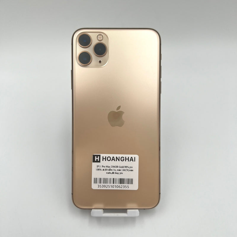 iPhone 11 Pro Max 256GB Vàng 98% pin 100% Quốc tế từ SB (Không dùng sim SB - Thay màn chính hãng Apple - Đốm camera 1x - Đã thay pin)- HH2355