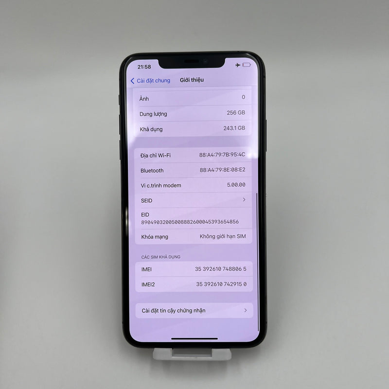 iPhone 11 Pro Max 256GB Xám 98% pin 100% Quốc tế Apple (Thay màn và Face ID chính hãng Apple, Màn xước, Đã thay pin, Đốm camera 1x) - HH8065