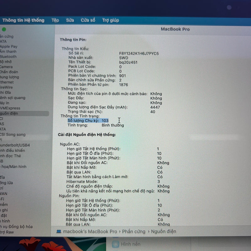 Macbook Pro 2020 13.3in Gray Intel Core i7/RAM 16GB/SSD 1TB 98% Fullbox Sạc 103 lần BPTN