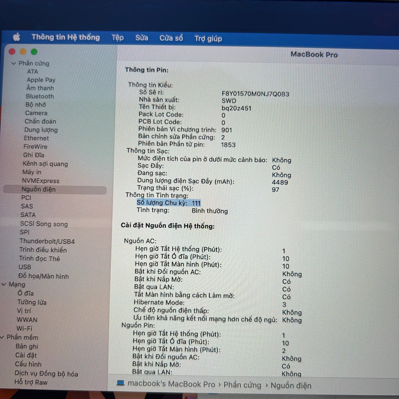 Macbook Pro 2020 13.3in Gray Intel Core i5/RAM 16GB/SSD 1TB 98% Fullbox Sạc 111 lần BPTA