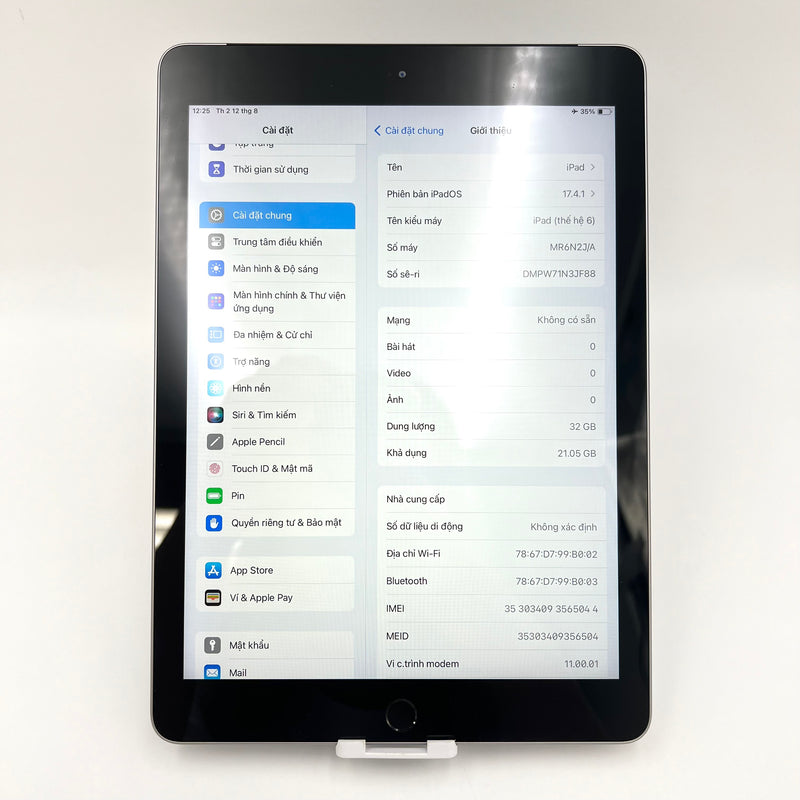 iPad Gen 6 2018 9.7in 32GB Xám 4G + Wifi 98% pin từ 85%