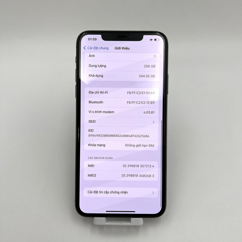 iPhone 11 Pro Max 256GB Xám 97% pin 100% Quốc tế Apple (Thay màn chính hãng Apple, màn xước - Đốm camera 1x - Đã thay pin) - HH2134