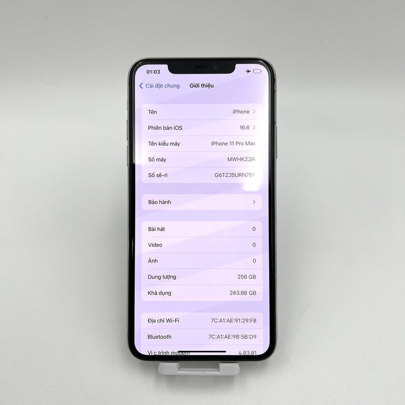 iPhone 11 Pro Max 256GB Bạc 98% pin 100% Quốc tế Apple (Đốm camera 1x - Đã thay pin)
