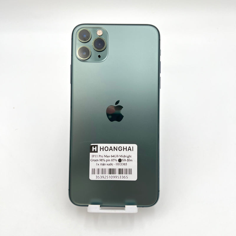 iPhone 11 Pro Max 64GB Xanh Lá 98% pin 85%  Máy đã trả hết tiền mạng dùng như Quốc tế Apple (Đốm camera  1x - màn xước) - HH3365