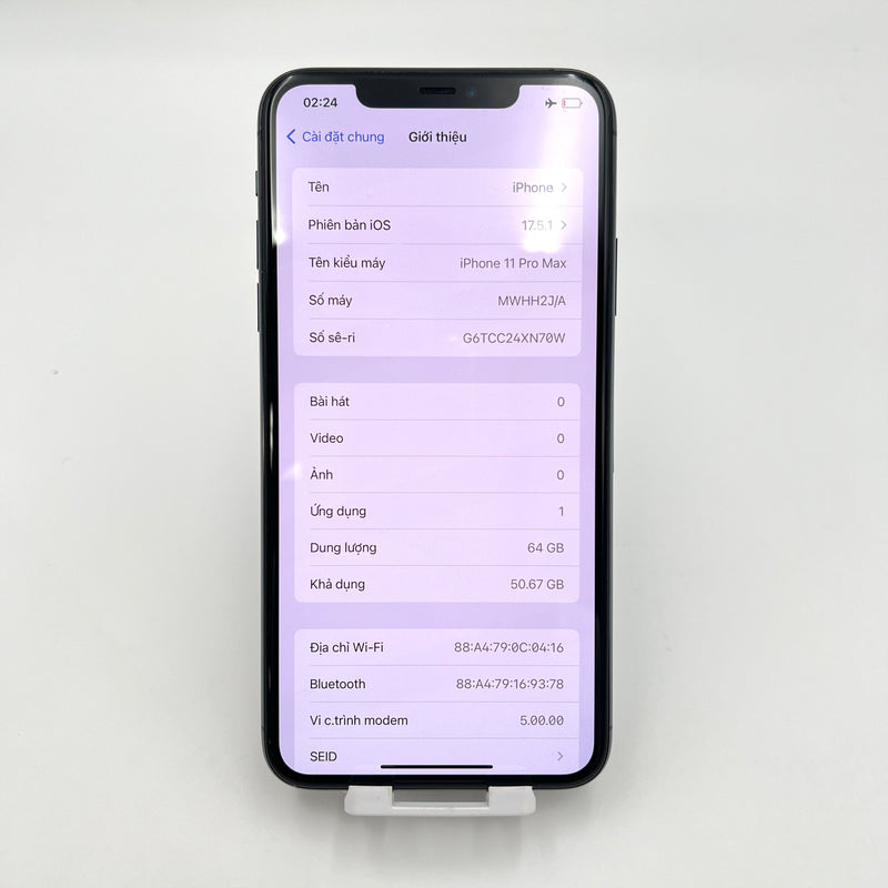 iPhone 11 Pro Max 64GB Xanh Lá 98% pin 85%  Máy đã trả hết tiền mạng dùng như Quốc tế Apple (Đốm camera  1x - màn xước) - HH3365