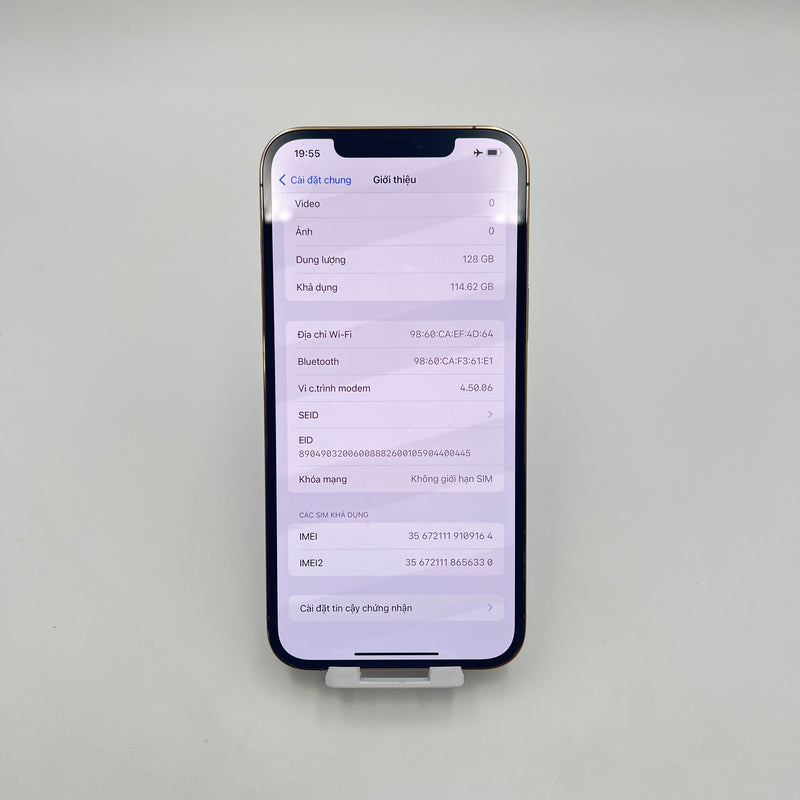 iPhone 12 Pro Max 128GB Vàng 99% pin 89%  Máy đã trả hết tiền mạng dùng như Quốc tế Apple  - HH9164