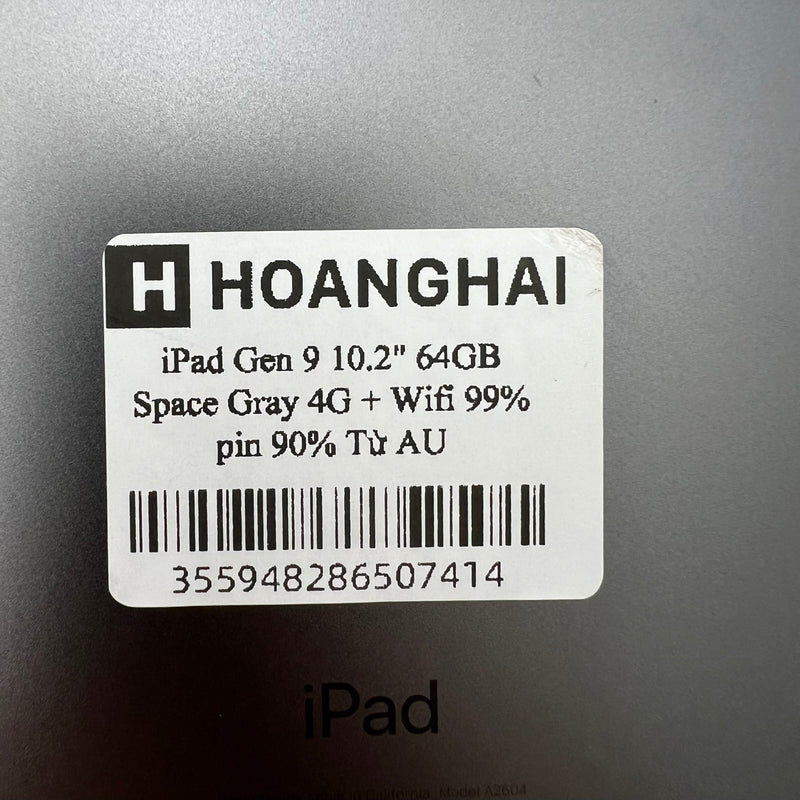 iPad Gen 9 2021 64GB Xám 4G + Wifi 98% pin 90% từ AU