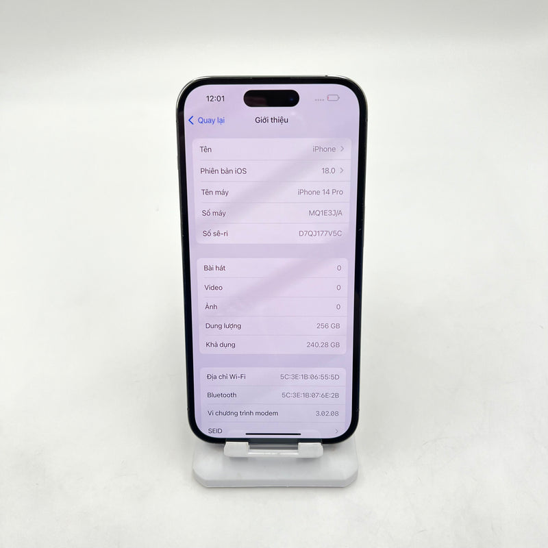 iPhone 14 Pro 256GB Deep Purple 98% pin 85%  Quốc tế từ AU (Không dùng sim AU - Đốm camera 3x, viền xước sơn nhẹ) - HH4081