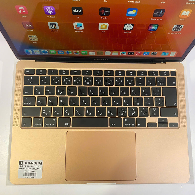 Macbook Air 2020 13.3in Vàng Intel Core i5/ RAM 8GB /SSD 512GB 98% Fullbox Sạc 49 lần BPTN