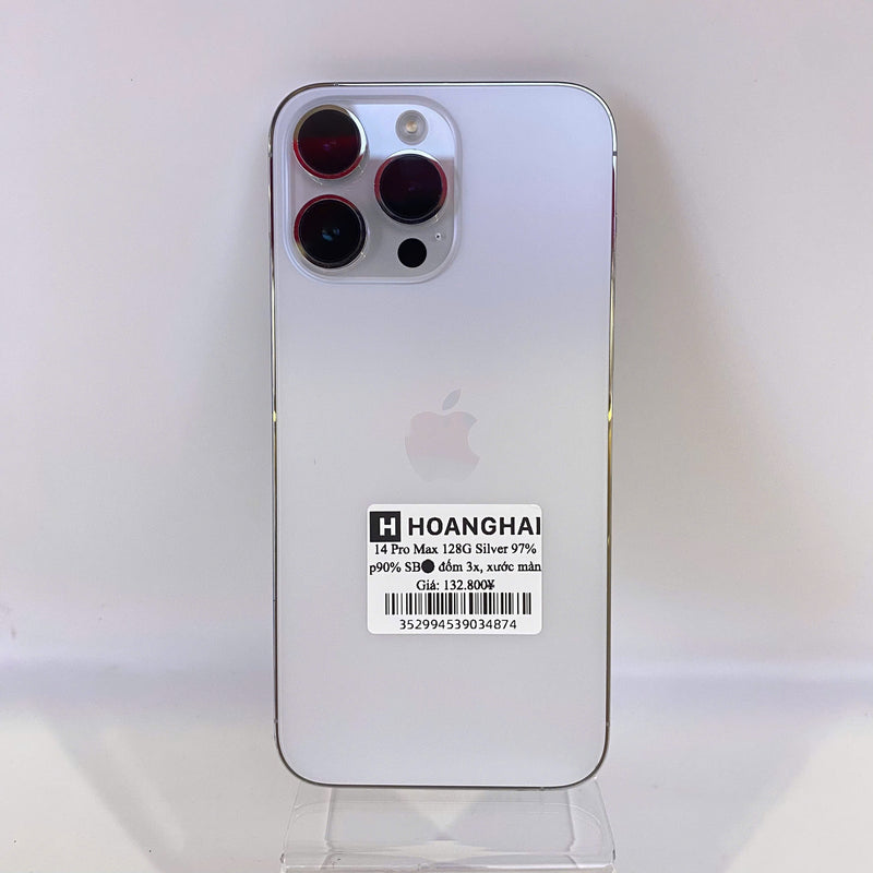 iPhone 14 Pro Max 128GB Bạc 97% pin 90%  Máy đã trả hết tiền mạng dùng như Quốc tế Apple (Đốm camera 3x, màn xước) - HH4874