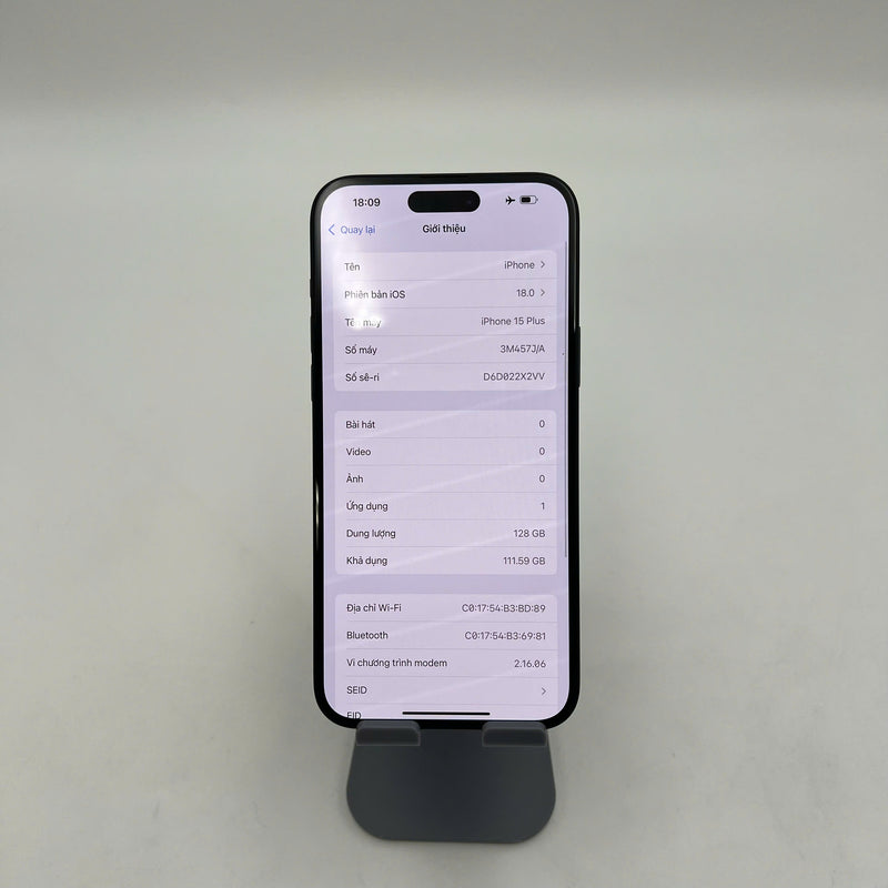 iPhone 15 Plus 128GB Đen 98% pin 100% Quốc tế từ SB (Không dùng sim SB - Hàng Demo, màn xước)