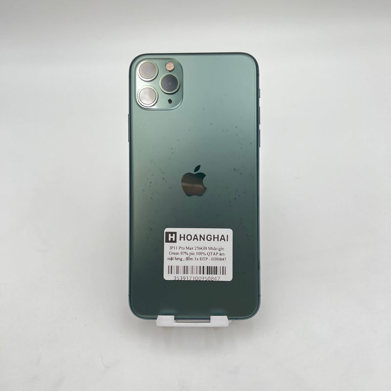 iPhone 11 Pro Max 256GB Xanh Lá 97% pin 100% Quốc tế Apple (Đã thay pin - Đốm camera 1x, mặt lưng ám) - HH0847