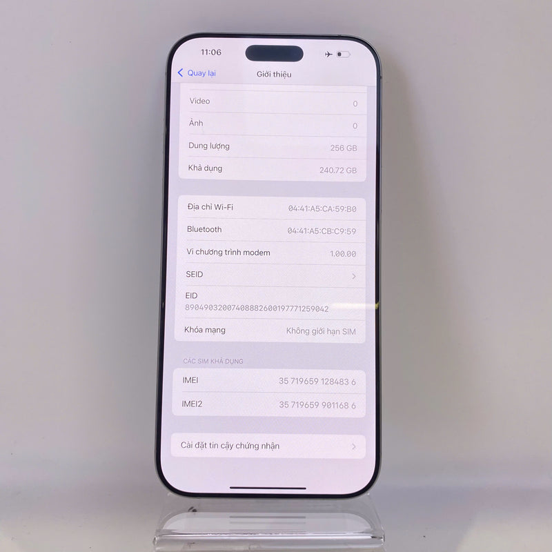 iPhone 16 Pro Max 256GB Trắng 99% pin 100% Quốc tế từ RKT (Không dùng sim RKT - Sạc 16 lần) - HH4836