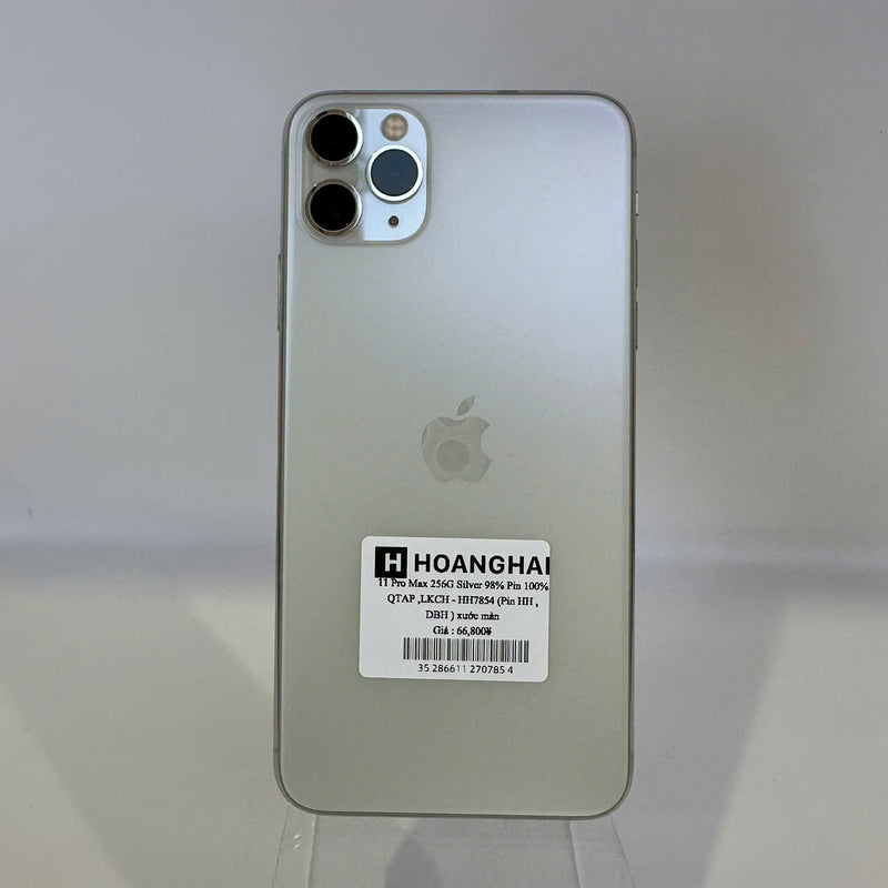 iPhone 11 Pro Max 256GB Bạc 98% pin 100% DBH Quốc tế Apple (Thay màn chính hãng Apple - Đã thay pin, màn xước) - HH7854