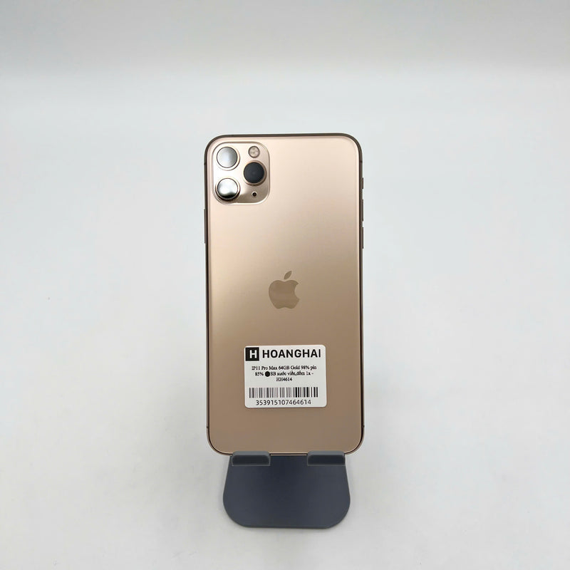 iPhone 11 Pro Max 64GB Vàng 98% pin 85%  Máy đã trả hết tiền mạng dùng như Quốc tế Apple (Đốm camera 1x - xước viền) - HH4614