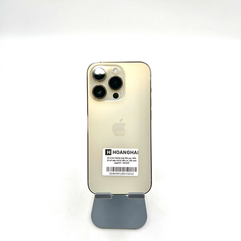 iPhone 14 Pro 256GB Vàng 98% pin 100% Quốc tế Apple (Thay màn chính hãng Apple, đã thay pin - Đốm camera 3x, viền xước nhẹ) - HH3252