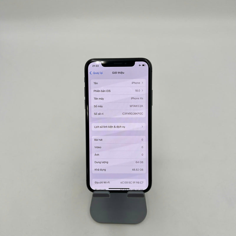 iPhone Xs 64GB Đen 98% pin 88% Máy đã trả hết tiền mạng dùng như Quốc tế Apple (Đã thay pin - đốm camera 1x) HH2054