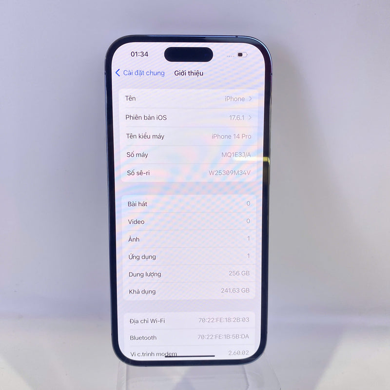 iPhone 14 Pro 256GB Tím 98% pin 85% Quốc tế Apple (Đốm camera 0.5x) - HH9570