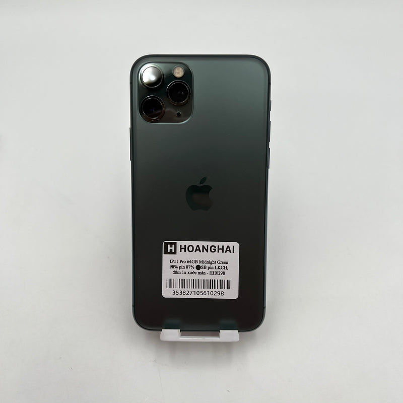 iPhone 11 Pro 64GB Xanh Lá 98% pin 87% Máy đã trả hết tiền mạng dùng như Quốc tế Apple (Pin LKCH - Đốm camera 1x) HH0298