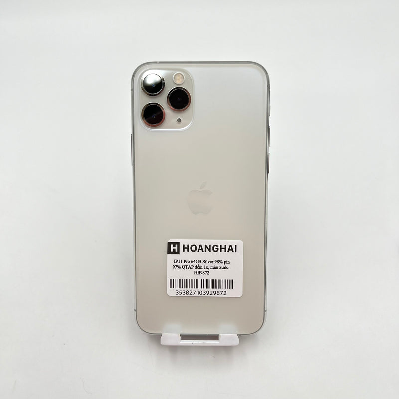 iPhone 11 Pro 64GB Bạc 98% pin 97% Quốc tế Apple (Đốm camera 1x - màn xước) HH9872