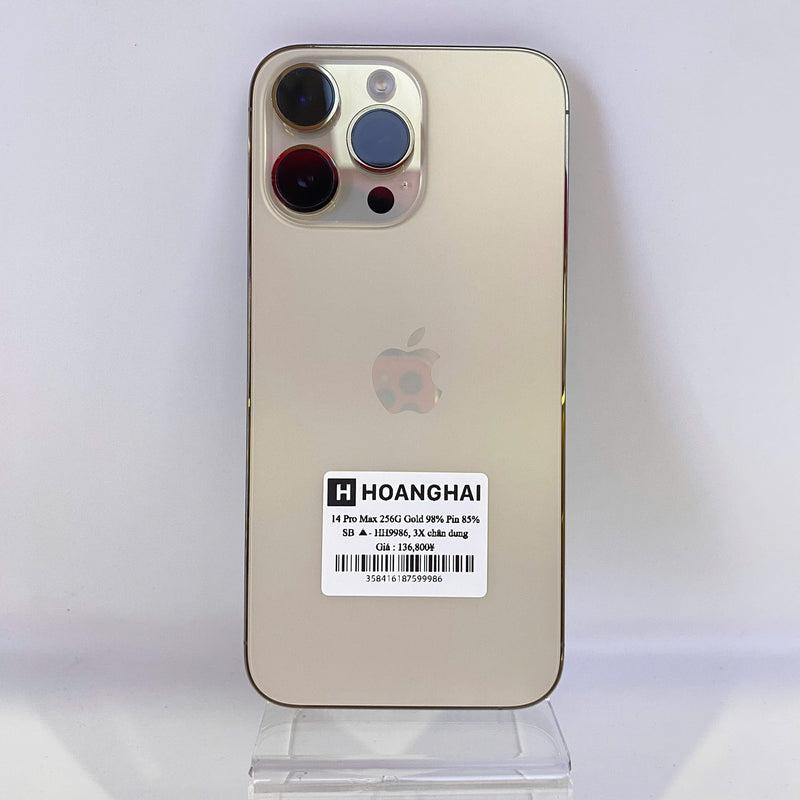 iPhone 14 Pro Max 256GB Vàng 98% pin 85%  Quốc tế từ SB (Không dùng sim SB - Đốm camera chân dung 3x)  - HH9986