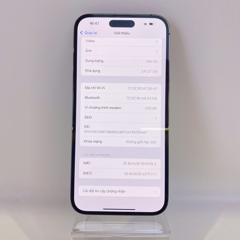 iPhone 14 Pro Max 256GB Vàng 98% pin 85%  Quốc tế từ SB (Không dùng sim SB - Đốm camera chân dung 3x)  - HH9986