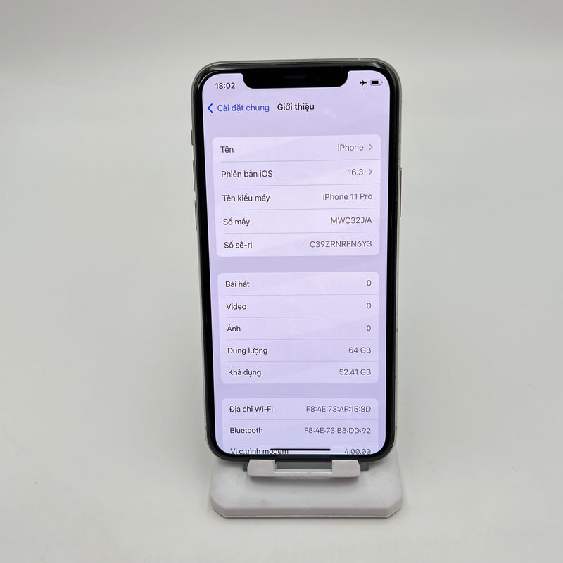 iPhone 11 Pro 64GB Bạc 97% pin 100% Máy đã trả hết tiền mạng dùng như Quốc tế Apple (Đã thay pin - Đốm camera 1x, màn và viền xước) - HH0219