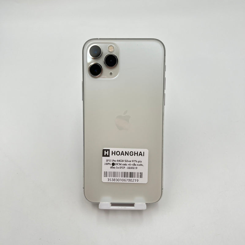 iPhone 11 Pro 64GB Bạc 97% pin 100% Máy đã trả hết tiền mạng dùng như Quốc tế Apple (Đã thay pin - Đốm camera 1x, màn và viền xước) - HH0219