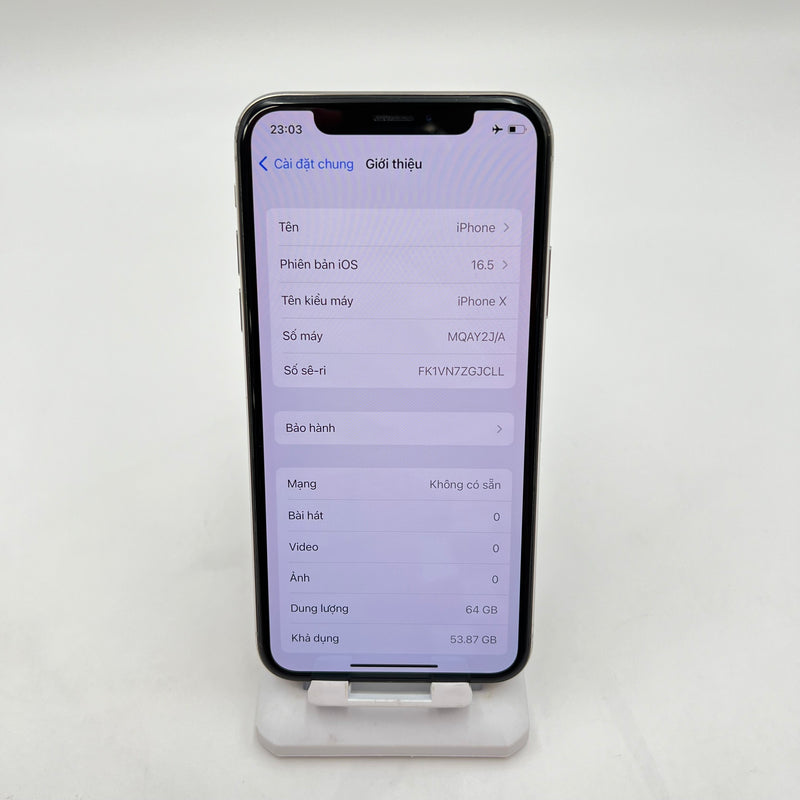 iPhone X 64GB Trắng 97% pin 100% Máy đã trả hết tiền mạng dùng như Quốc tế Apple (Đã thay pin - Đốm camera 2x, viền xước)  - HH6234