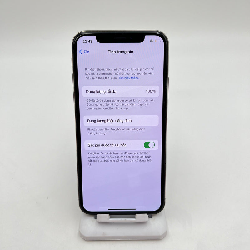 iPhone X 256GB Trắng 98% pin 100% Máy đã trả hết tiền mạng dùng như Quốc tế Apple (Đã thay pin - Đốm camera 1x, viền xước)