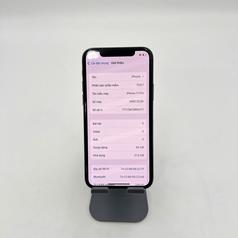 iPhone 11 Pro 64GB Xám  98% pin 87%  Máy đã trả hết tiền mạng dùng như Quốc tế Apple (Đốm camera 1x, xước màn) - HH6682