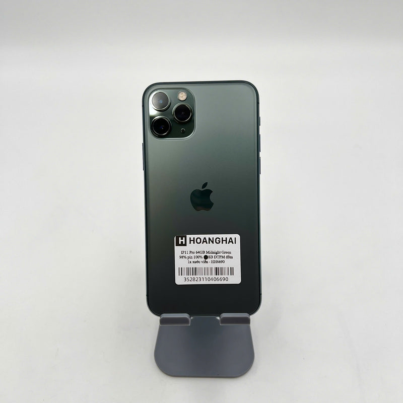 iPhone 11 Pro 64GB Xanh Lá 98% pin 100% Máy đã trả hết tiền mạng dùng như Quốc tế Apple (Đã thay pin - Đốm camera 1x, xước viền) - HH6690