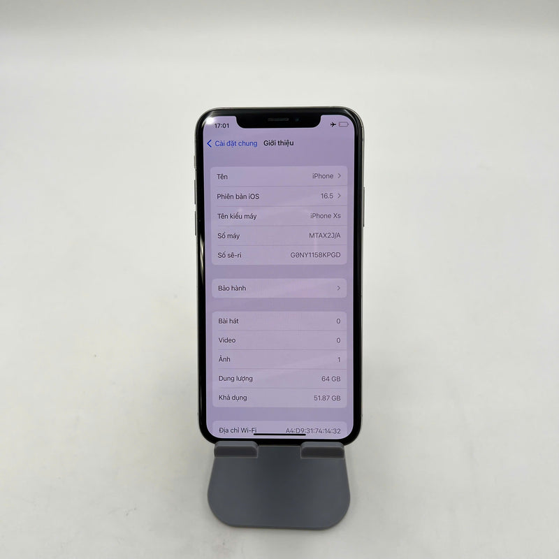 iPhone Xs 64GB Bạc 98% pin 100% Máy đã trả hết tiền mạng dùng như Quốc tế Apple (Đã thay pin - Đốm camera 2x, xước viền) - HH6196