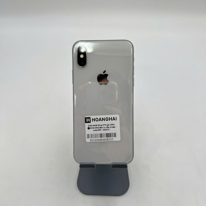 iPhone Xs 64GB Bạc 97% pin 100% DBH  Máy đã trả hết tiền mạng dùng như Quốc tế Apple (Đã thay pin - Đốm camera 1x, viền và màn xước) - HH8727