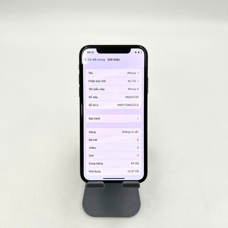 iPhone X 64GB Đen 98% pin 100% Máy đã trả hết tiền mạng dùng như Quốc tế Apple (Đã thay pin - Đốm camera 1x) - HH3267