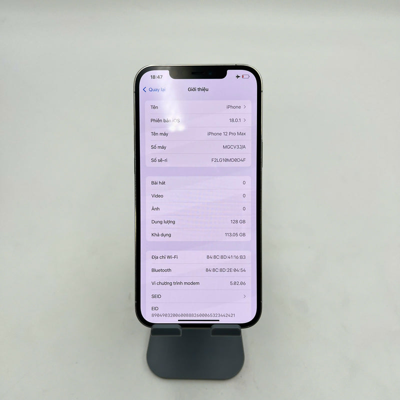 iPhone 12 Pro Max 128GB Bạc 97% pin 88%  Máy đã trả hết tiền mạng dùng như Quốc tế Apple (Viền xấu, màn xước nhiều) - HH3929